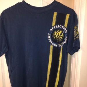 Affliction Blue and Yellow Medium T shirt
